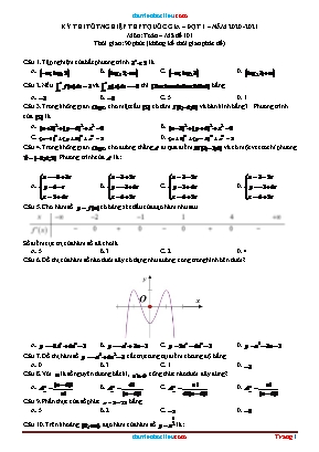 Đề thi Tốt nghiệp THPT Quốc gia môn Toán - Mã đề 101 - Năm học 2020-2021 (Có đáp án)